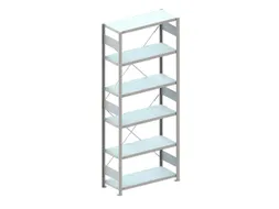 Inhaakstelling Basisveld 2500x1056x436mm 6legborden Vaklast Ral7035