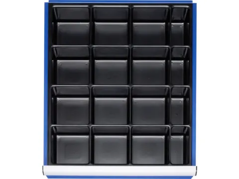 lade-indelingsset,16vakken,v. front H 60-90mm,H 40mm