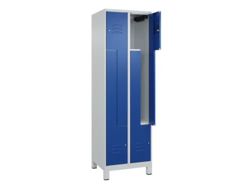 Z-garderobekast,HxBxD 1950x600x500mm,vak B 150/300mm,cil.-slot,voeten
