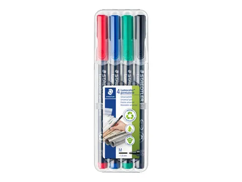 Viltstift Staedtler OHP Lumocolor 317 Medium 1.0mm Assorti 4 stuks