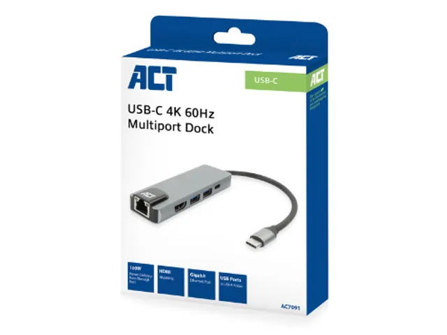 Dockingstation ACT USB-C 4K voor 1 HDMI monitor