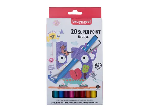 Viltstift Bruynzeel Kids Super Point set à 20 kleuren