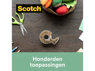 Plakband Scotch Magic 919 19mmx20m transparant + gerecyclede afroller - 6