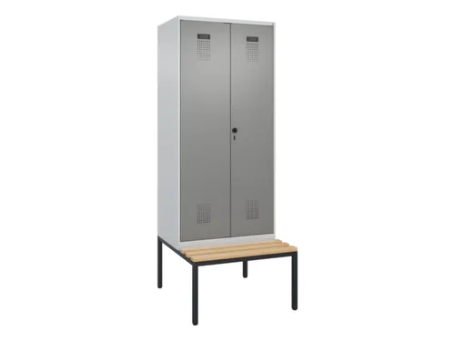 locker met bank,voor scheiding van kleding,HxBxD 2120x800x815mm,2vak