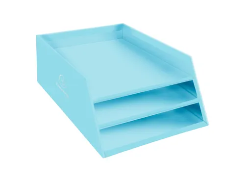 Kartonnen postmand 3 niveaus pastelblauw