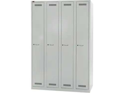 garderobekast,HxBxD 1850x1200x500mm,4vak,cil.-slot,romp lichtgrijs