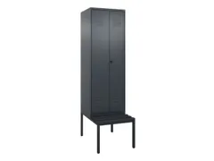 PBM-locker met bank,HxBxD 2120x600x815mm,2vak,vak B 300mm,draaigrendel