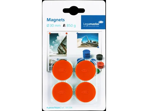 Magneet Legamaster 30mm 850gr rood 4 stuks