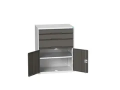 ladekast HxBxD 1000x800x550mm 3laden 2deuren RAL7035 front RAL7016