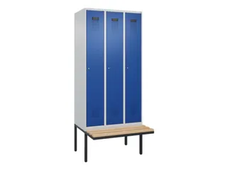 locker met bank,HxBxD 2120x900x815mm,3vak,vak B 300mm,cilinderslot - 2
