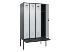 locker met bank,HxBxD 2120x1200x815mm,4vak,vak B 300mm,cilinderslot