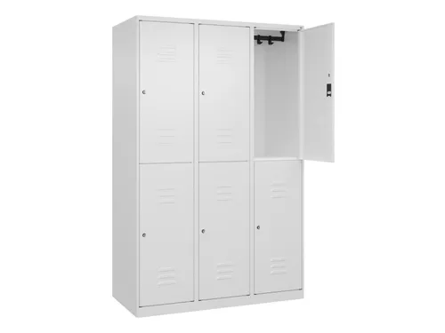 dubbeldekse locker,HxBxD 1850x1200x500mm,3x2vak.,vak B 400mm,cil.-slot