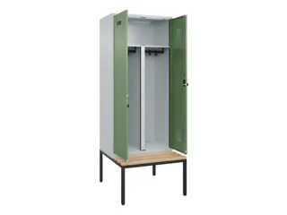 PBM-locker met bank,HxBxD 2120x800x815mm,2vak,vak B 400mm,draaigrendel - 1