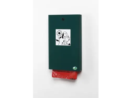Hondenpoepzakje Wand/Paal 430x 265x 60mm Staal Mosgroen