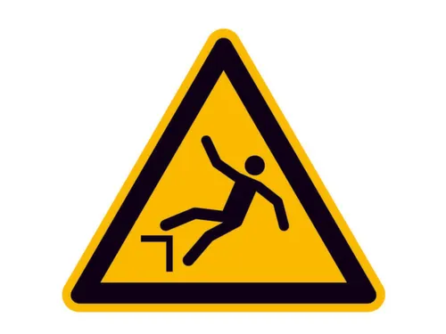waarschuwingsbord,v. binnen/buiten,Waarschuwing voor valgevaar
