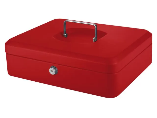 Geldkist Pavo met muntsorteerbak 300x238x90mm rood