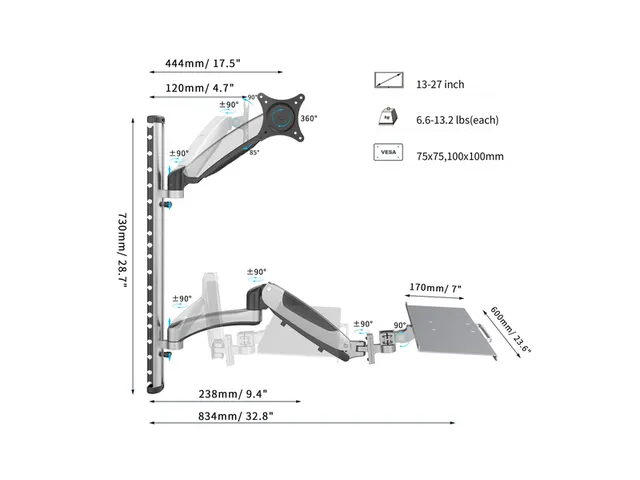 Digitus Muurbeugel Flexibele werkplek