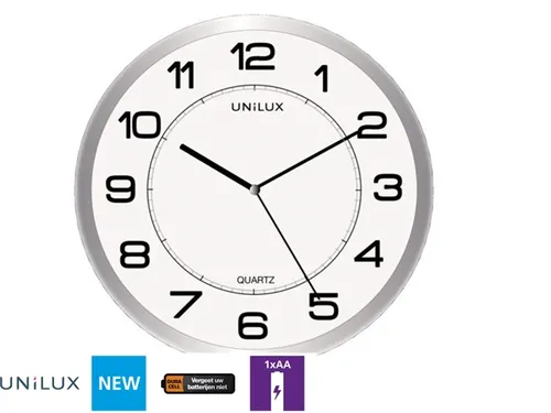 Wandklok Unilux Attraction Ø 22cm lichtgrijs/wit