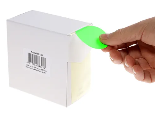 Etiketten Op Rol 50mm Fluor Groen Met Dispenser 500 Stuks