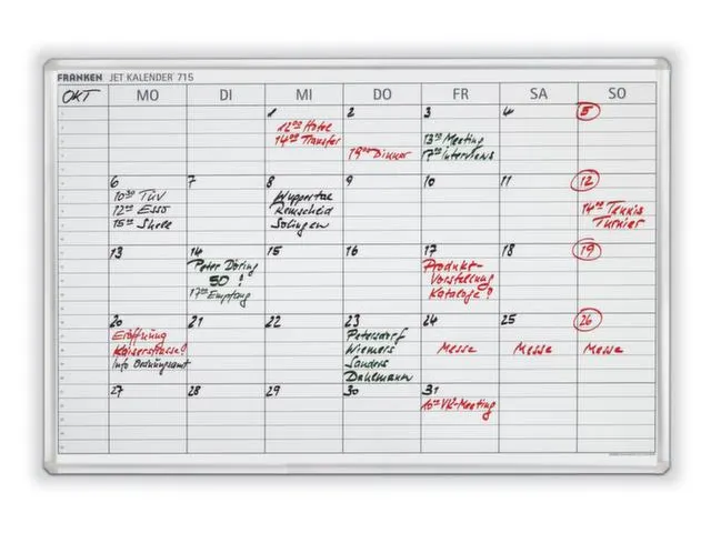 weekplanners HxB 60x90cm magnetisch bord wit met raster