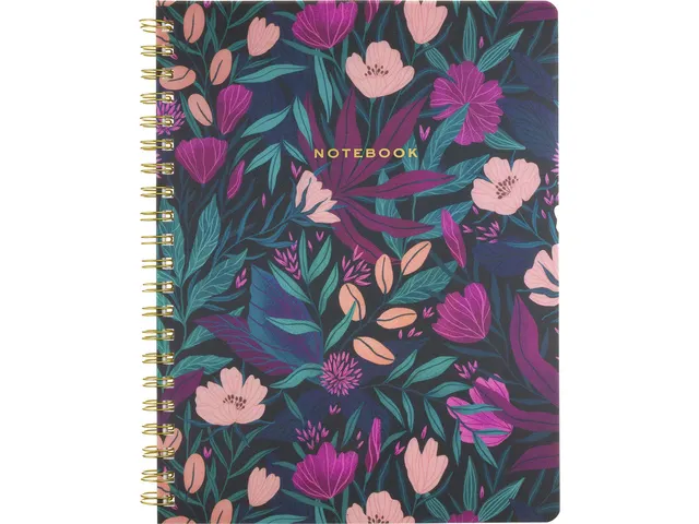Carnet de notes spirale Poly Tropical Floral ligné 20x25cm