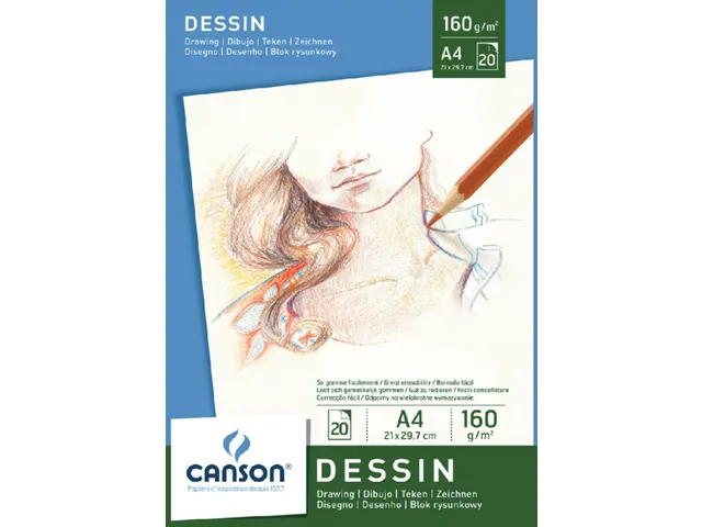 Tekenpapier Canson Graduate Drawing 30vel 160gr A4 helderwit