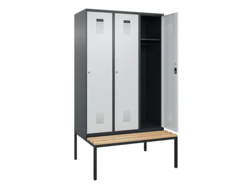 locker met bank,HxBxD 2120x1200x815mm,3vak,vak B 400mm,cilinderslot