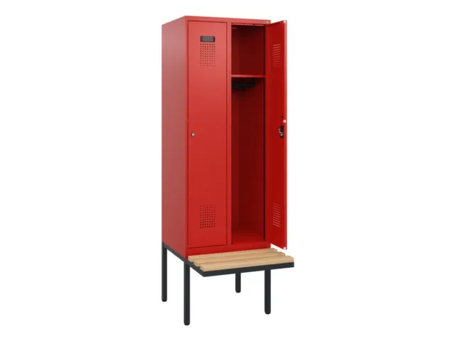 locker met bank,HxBxD 1950x600x815mm,2vak,vak B 300mm,cilinderslot