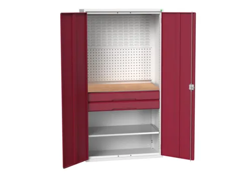Systeemkast 2000x1050x550mm 1xlegbord 2laden RAL7035+RAL3004