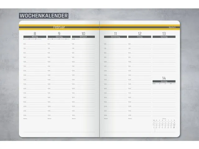 Weekagenda Linecape A5 2027 donkergrijs HC (DE) 2 pagina's = 1 week