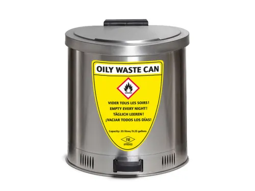 afvalbak voor poetsdoeken,RVS,35l,HxBxD 490x440x450mm,m. pedaal