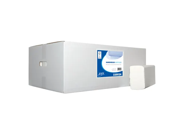Zz-vouwhanddoek 2-laags Hoogwit 20.3x24cm Doos A 25 Pak