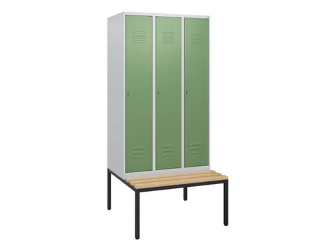 locker met bank,HxBxD 1950x900x815mm,3vak,vak B 300mm,cil.-slot