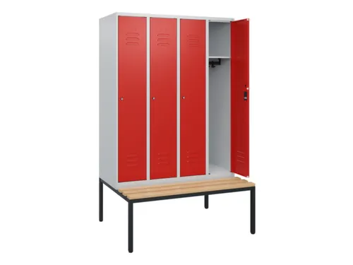 locker met bank,HxBxD 1950x1200x815mm,4vak,vak B 300mm,cil.-slot