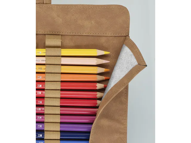 Roletui kunstleer Bruin, ruimte voor 45 stuks