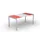 bureau HxBxD 750x1600x800mm rood rechthoekig 4-voeten wit vierkant