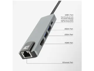 Dockingstation ACT USB-C 4K voor 1 HDMI monitor - 3