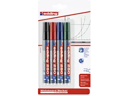 Viltstift edding 250 whiteboard rond 1.5-3mm blister 4 stuks assorti