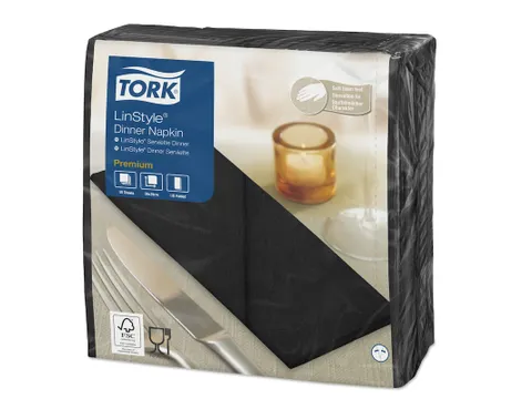 Tork 478151 Premium Linstyle Dinnerservet Zwart 1/8-vouw