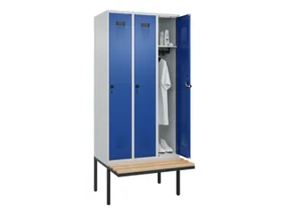 locker met bank,HxBxD 2120x900x815mm,3vak,vak B 300mm,draaigrendel - 1