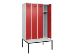 locker met bank,HxBxD 2120x1200x815mm,4vak,vak B 300mm,cilinderslot