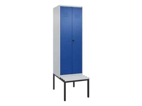 PBM-locker met bank,HxBxD 2120x600x815mm,2vak,vak B 300mm,draaigrendel