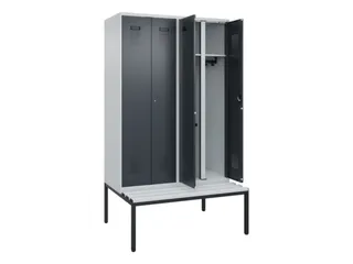 locker met bank,voor scheiding van kleding,HxBxD 2120x1200x815mm,4vak - 1
