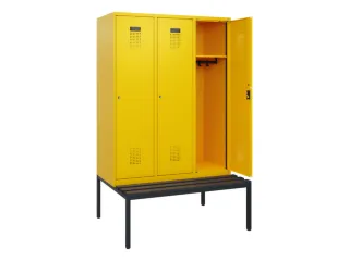 locker met bank,HxBxD 1950x1200x815mm,3vak,vak B 400mm,cilinderslot - 1