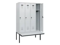 locker met bank,HxBxD 1950x1200x815mm,4vak,vak B 300mm,draaigrendel