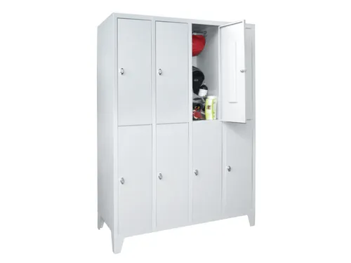 lockerkast,RAL 7035,HxBxD 1850x1200x500mm,4x2vakken,vak B 300mm