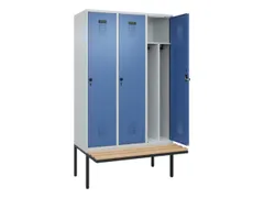 locker met bank,voor scheiding van kleding,HxBxD 2120x1200x815mm,3vak
