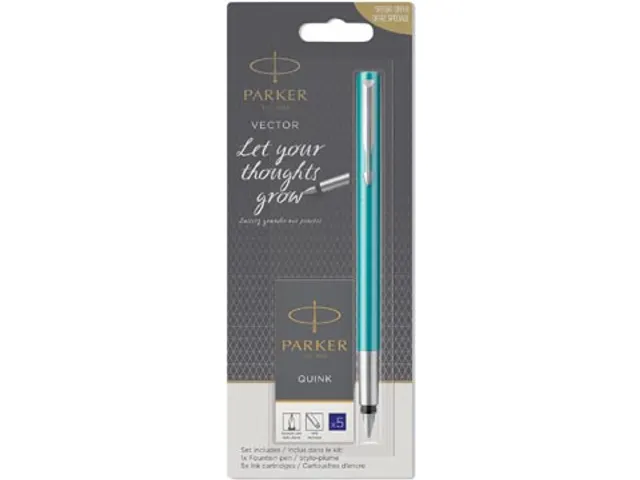 stylo plume Vector, blister avec recharge, en couleurs assorties