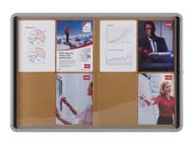 binnenvitrine met schuifdeur, kurk, ft 18xA4