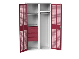Locker 2000x1050x550mm 3 vakken lade, dubbele ventilatiedeur, RAL3004